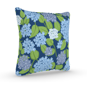 Decorative Throw Pillow in Hydrangea Holiday: Marine