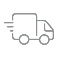 Icon of a delivery truck with a speed symbol on a white background