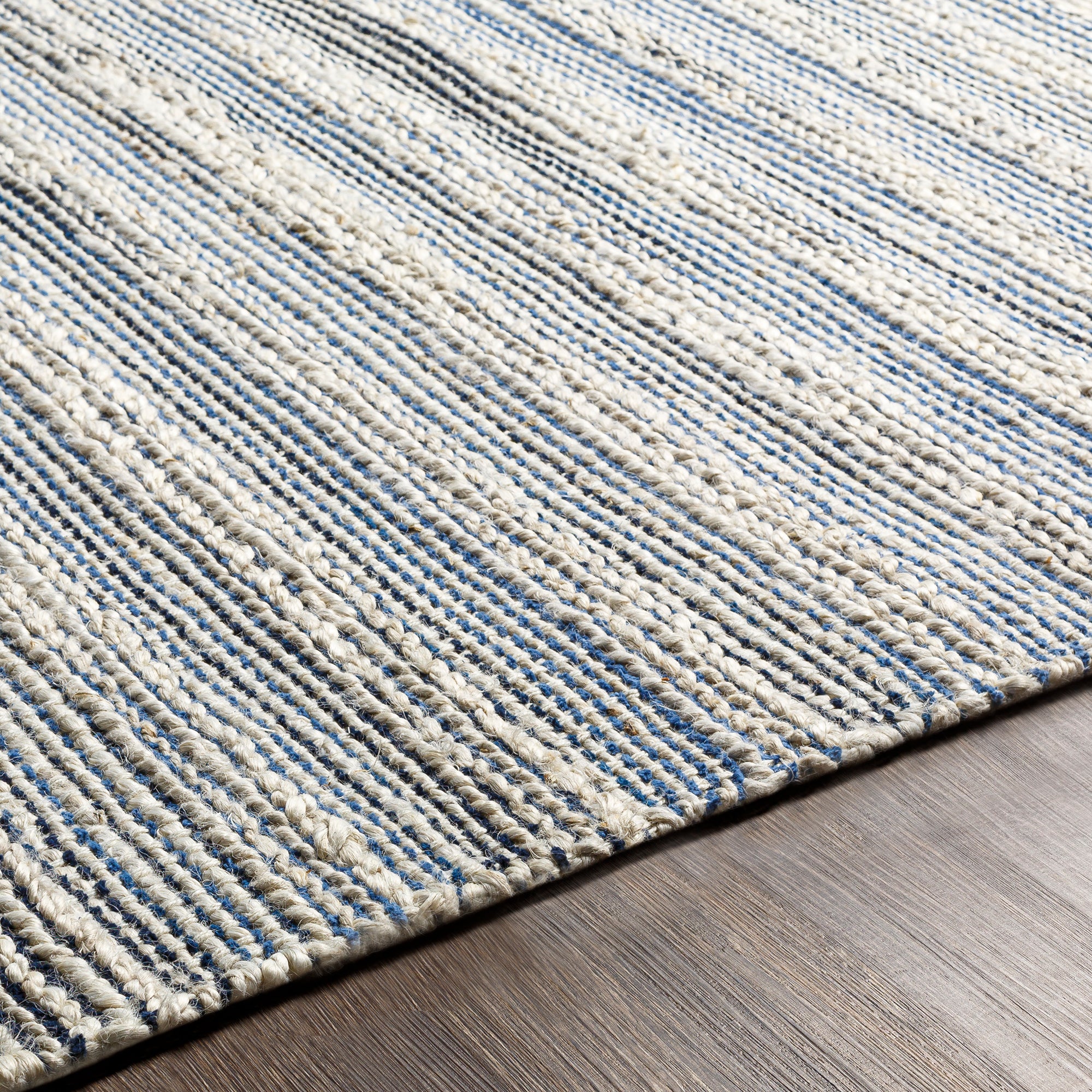 Blue and White Rug Series Textured Stripes