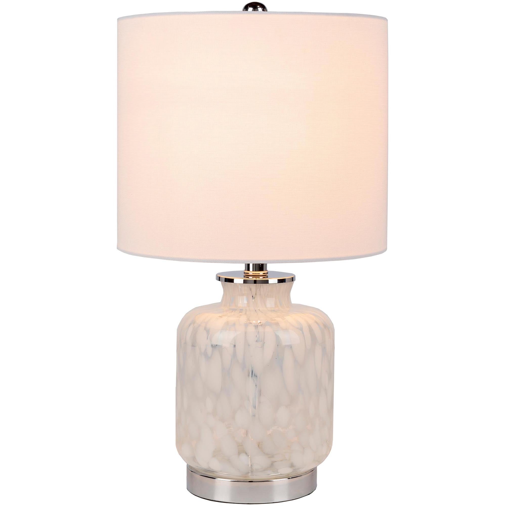 Clear and White Swirled Glass Table Lamp White