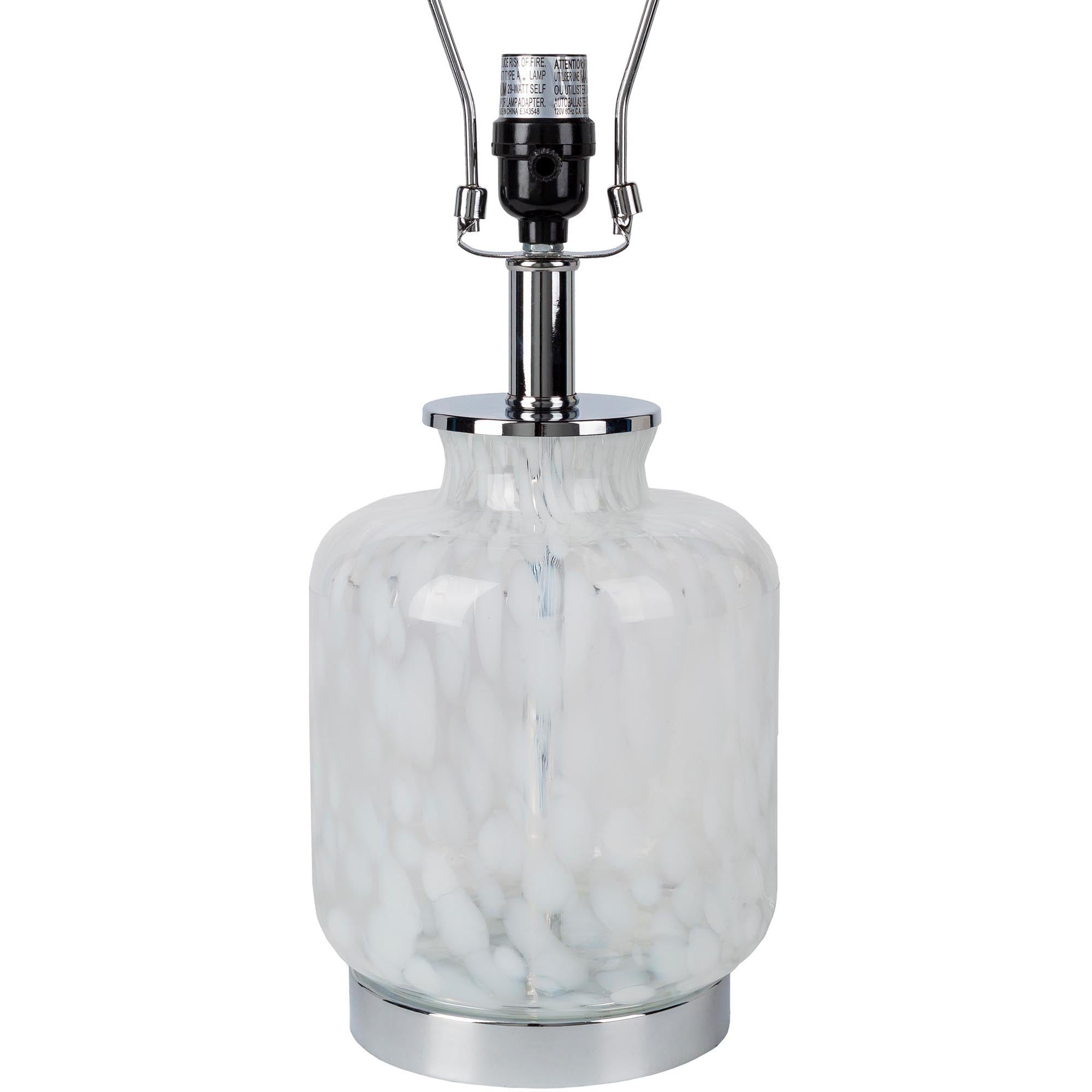 Clear and White Swirled Glass Table Lamp White