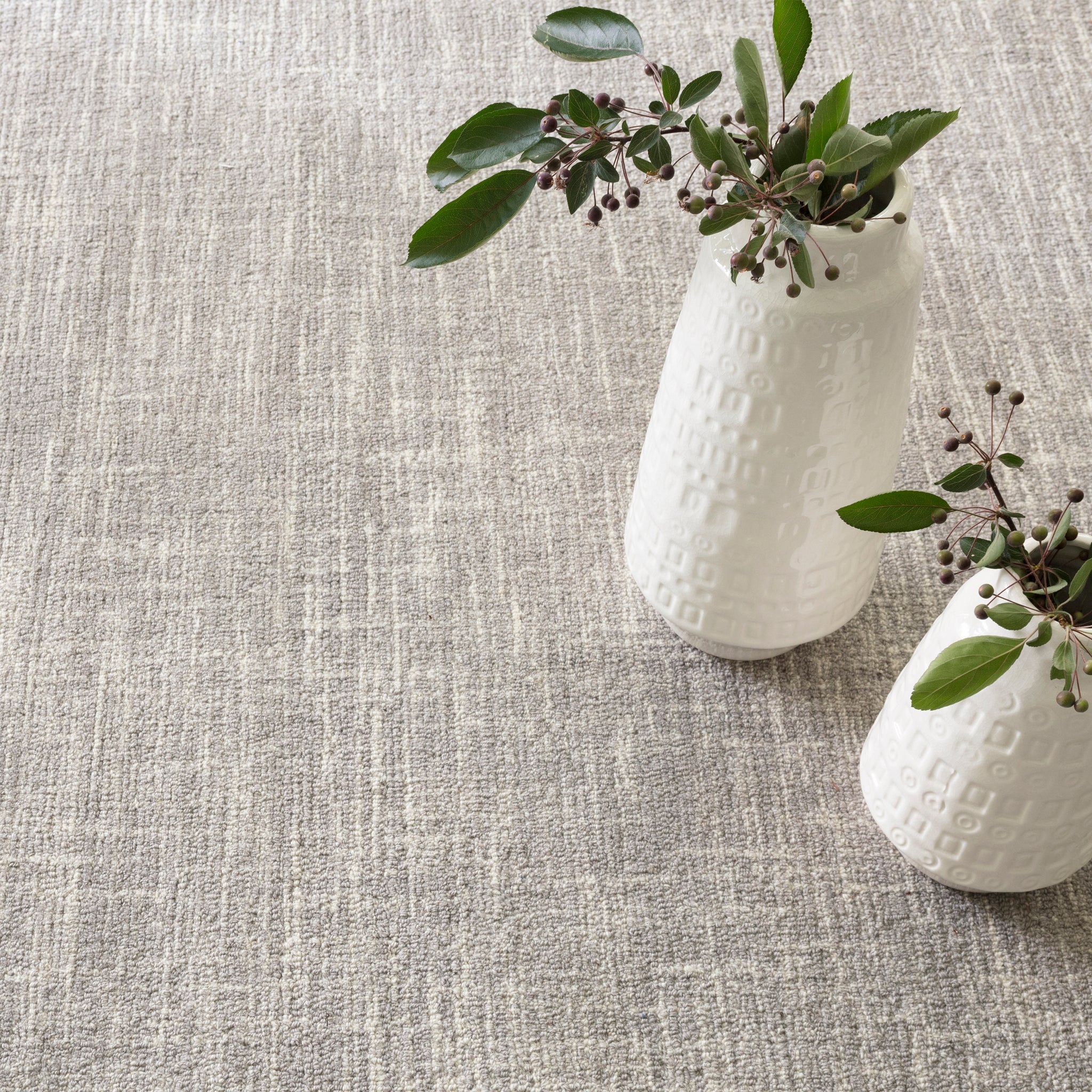 Crosshatch Wool Micro Hooked Rug - Dove Grey | Maine Cottage¨