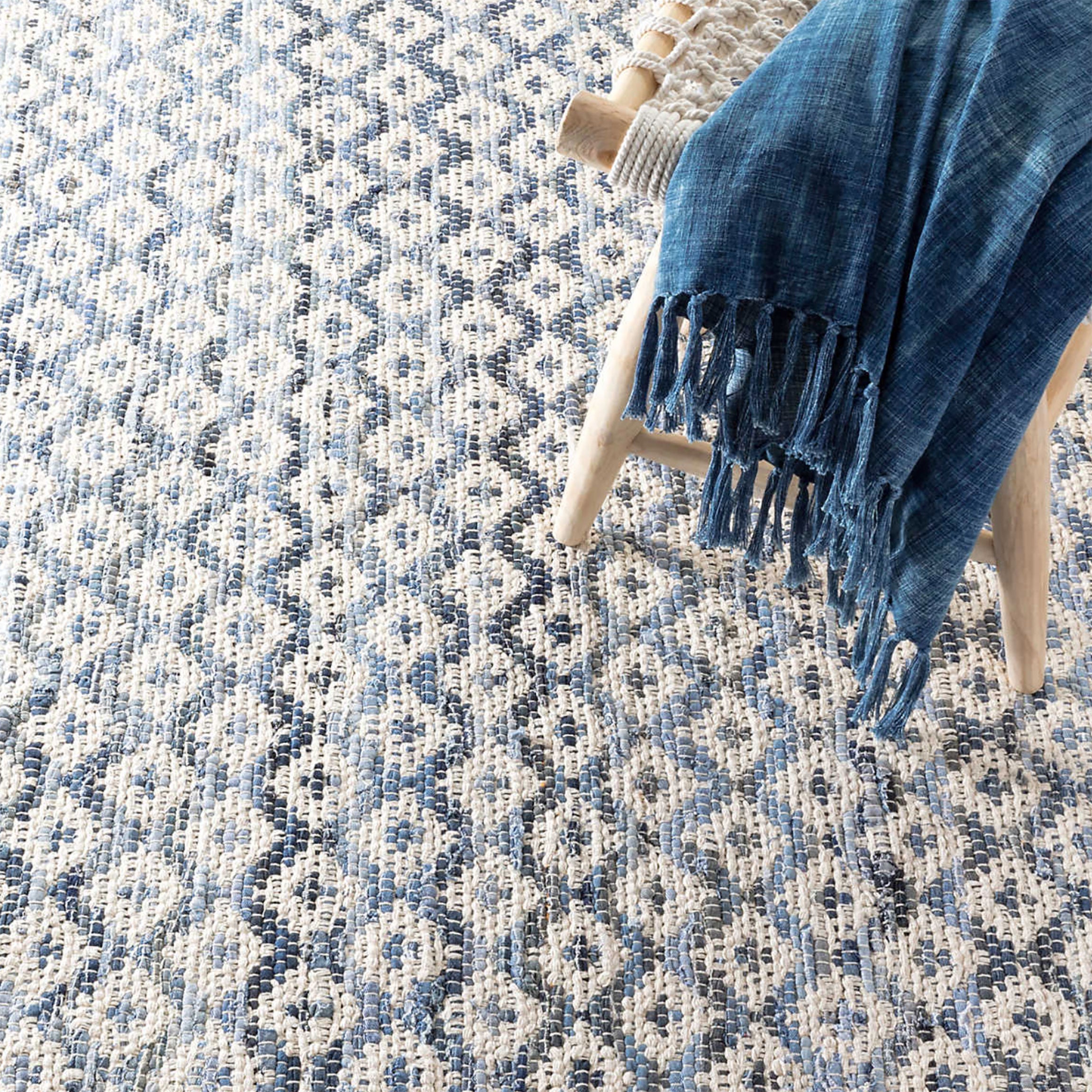 Maine Cottage Denim Rag Diamond Ivory Woven Cotton Rug | Maine Cottage¨ 