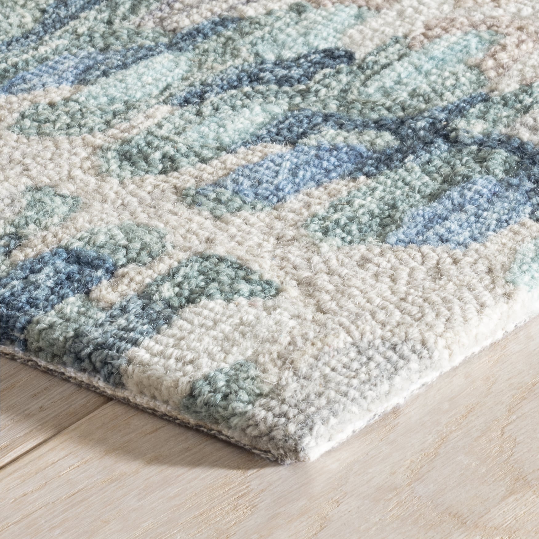 Paint Chip Blue Micro Hooked Wool Rug