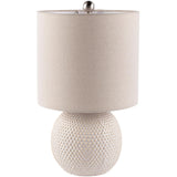 Round Ceramic Hobnail Table Lamp: Cream