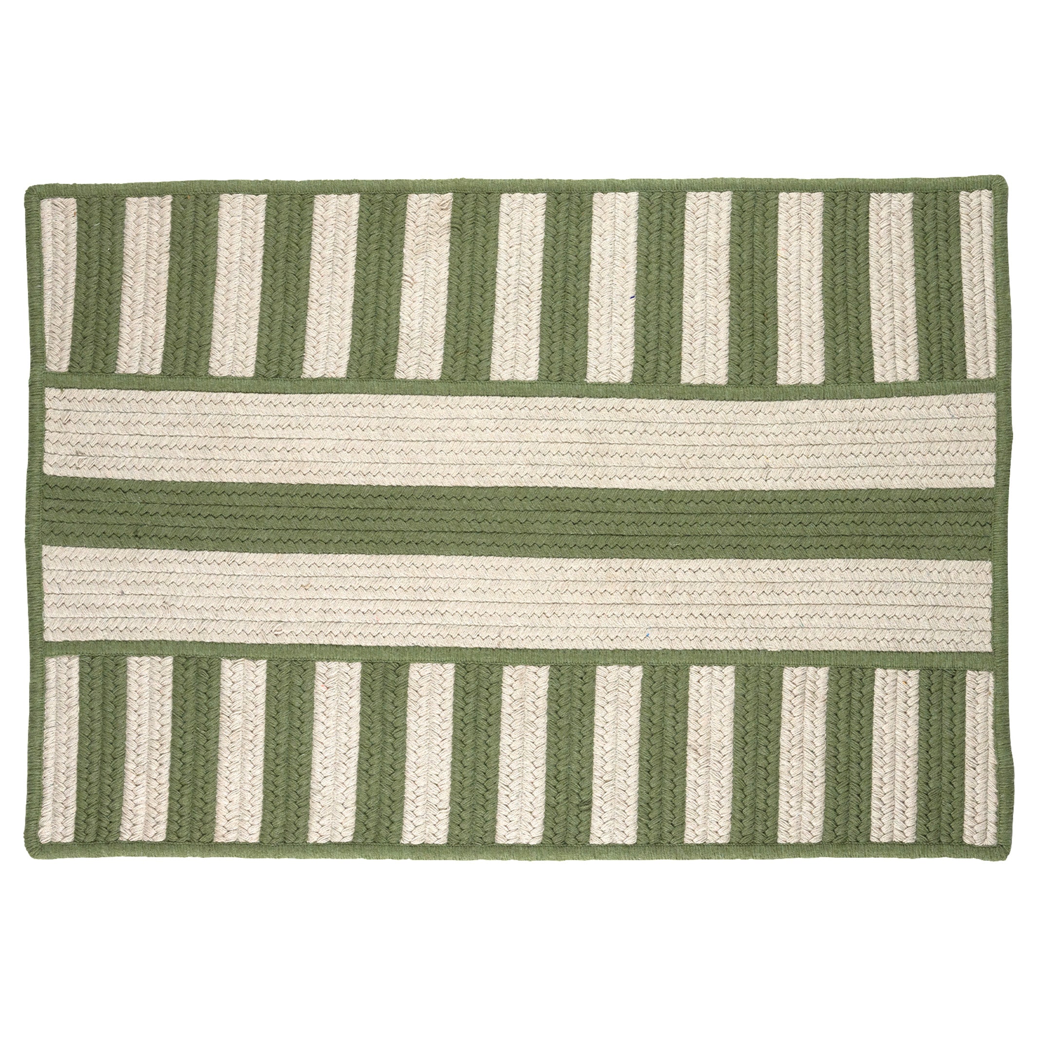 Maine Cottage Mud Room Rug - Sunbrella Green Stripe 