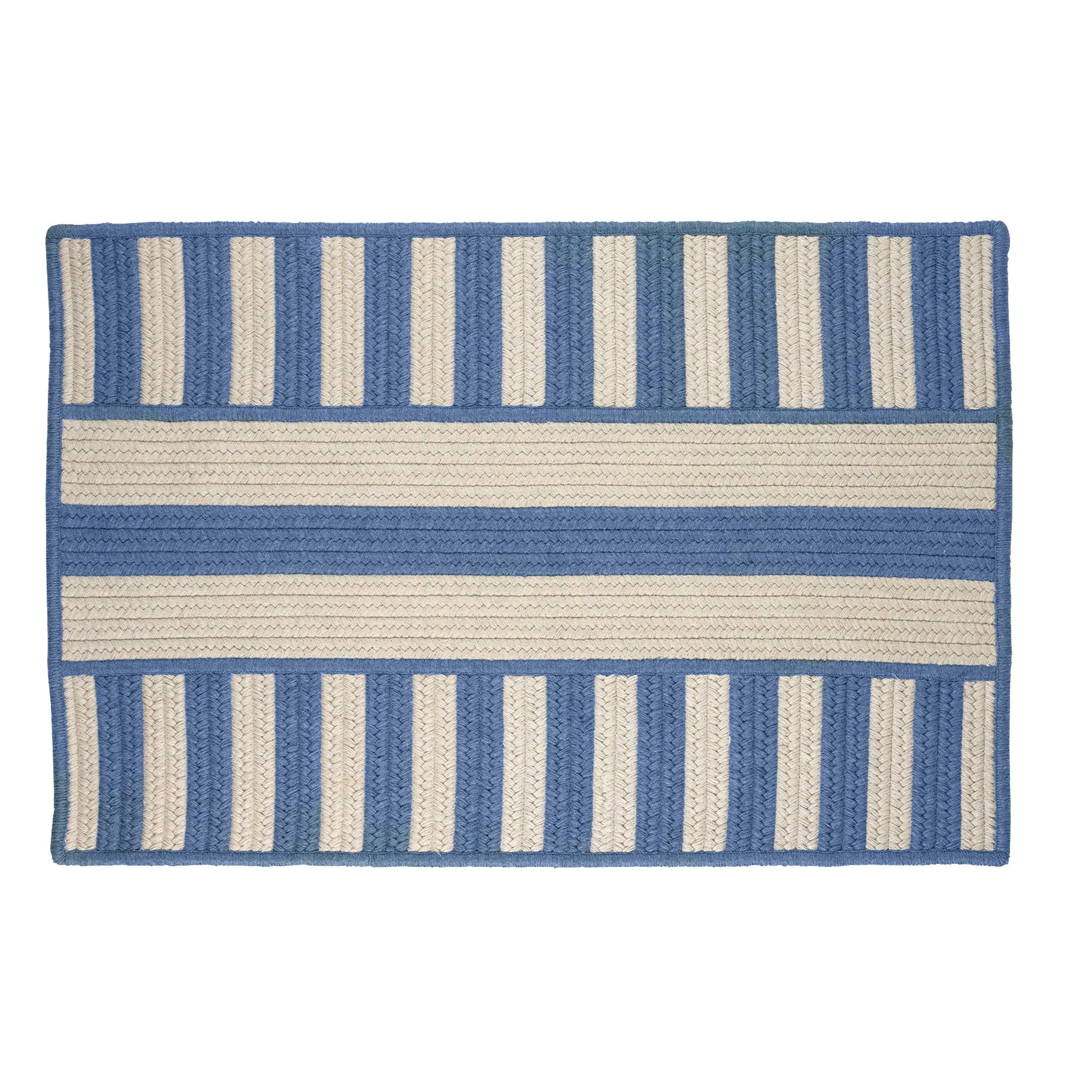 Maine Cottage Mud Room Rug - Sunbrella Blue Stripe 