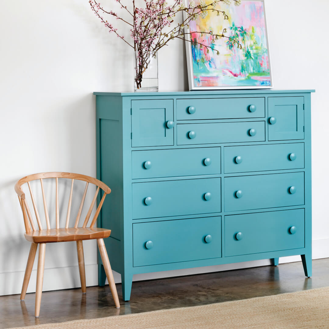 teal blue dresser Modern teal dresser in faux shagreen