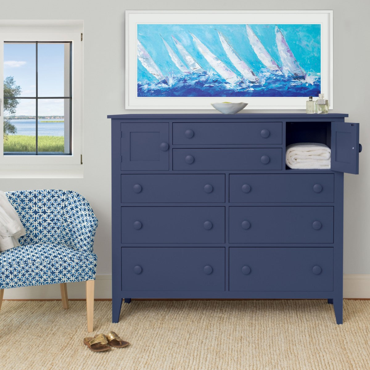 Maine Cottage Addy Hideaway Dresser | Handcrafted 8 Drawer Dresser & Hideaway 