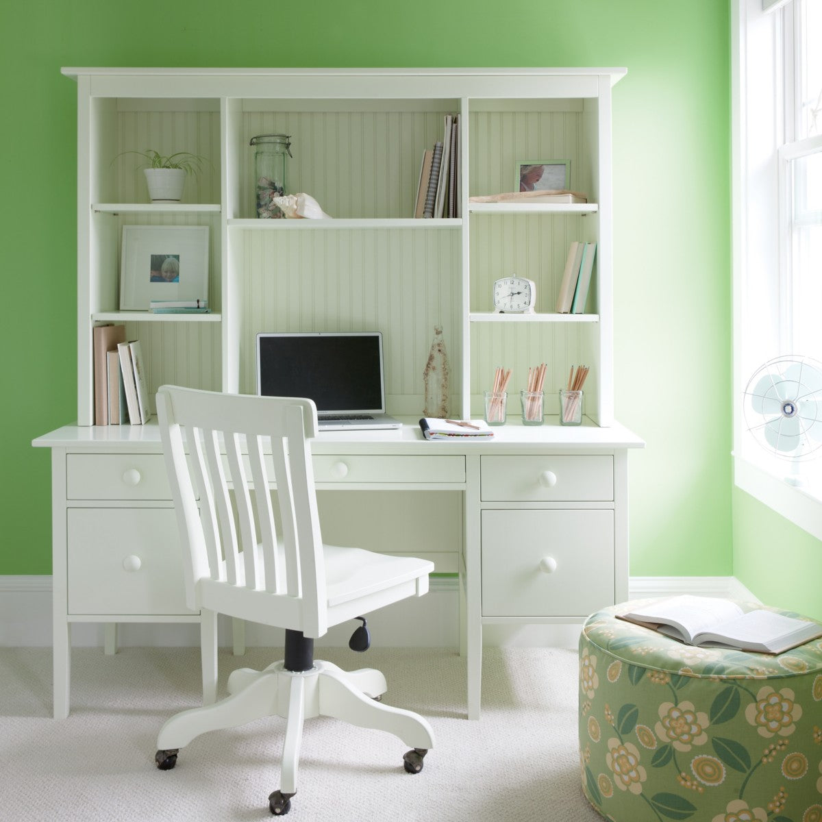 Library Colored Computer Desk Big Cay Desk With Library Hutch | Colorful Wooden Office Desk – Maine ...