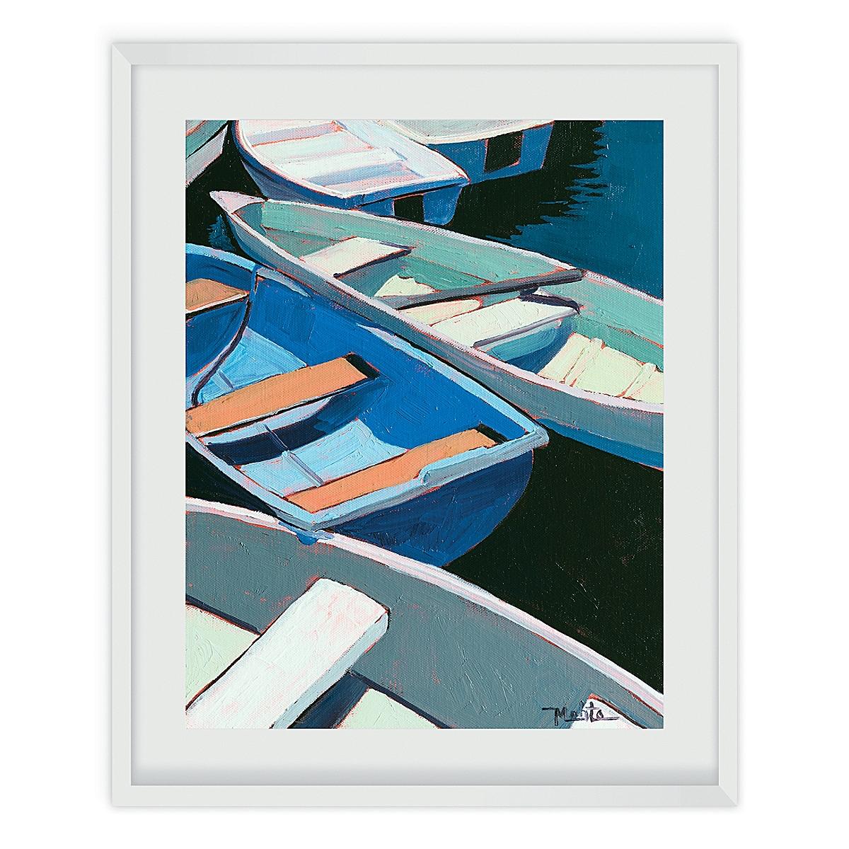 Maine Cottage Boat Rows | Coastal Boat Painting | Rowboat Wall Art For Home 