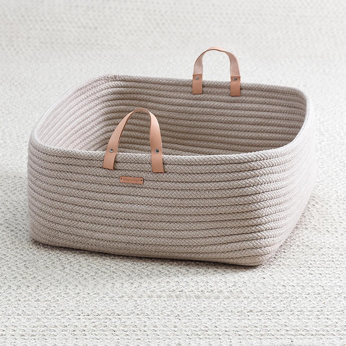 Maine Cottage Braided Sunbrella Floor Basket | Maine Cottage® 