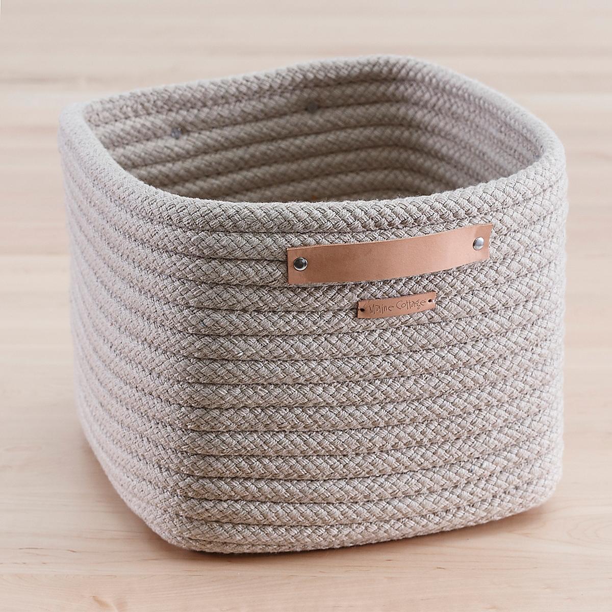 Maine Cottage Braided Sunbrella Stow-Away Basket | Braided Decorative Basket 
