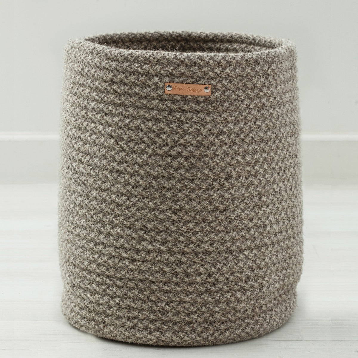 Maine Cottage Braided Wool Basket - Houndstooth - Petite | Maine Cottage® 