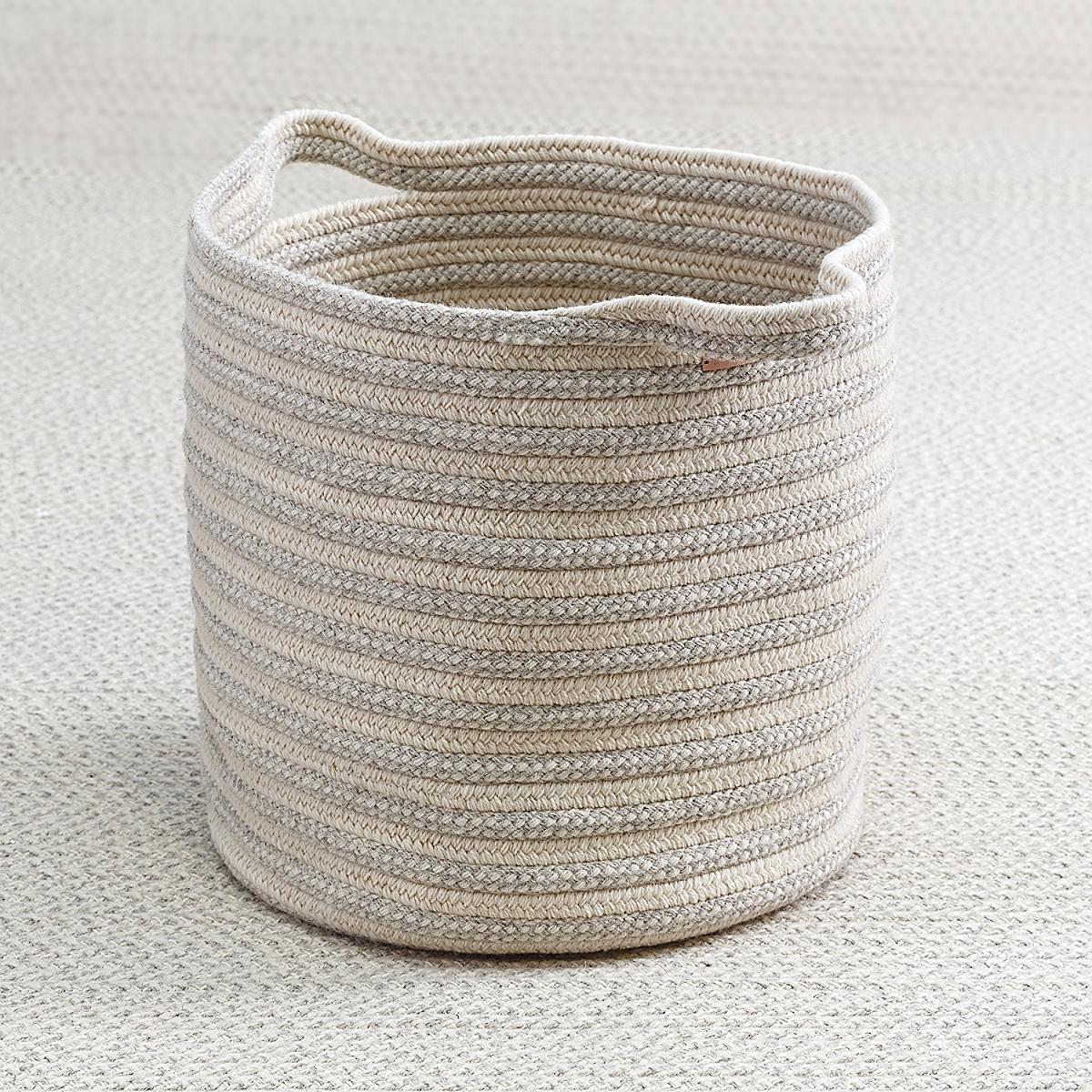 Maine Cottage Braided Wool Basket - Stripe | Maine Cottage® 