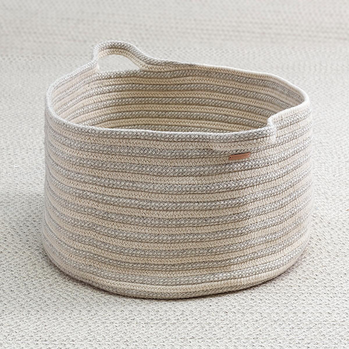 Maine Cottage Braided Wool Basket - Stripe | Maine Cottage® 