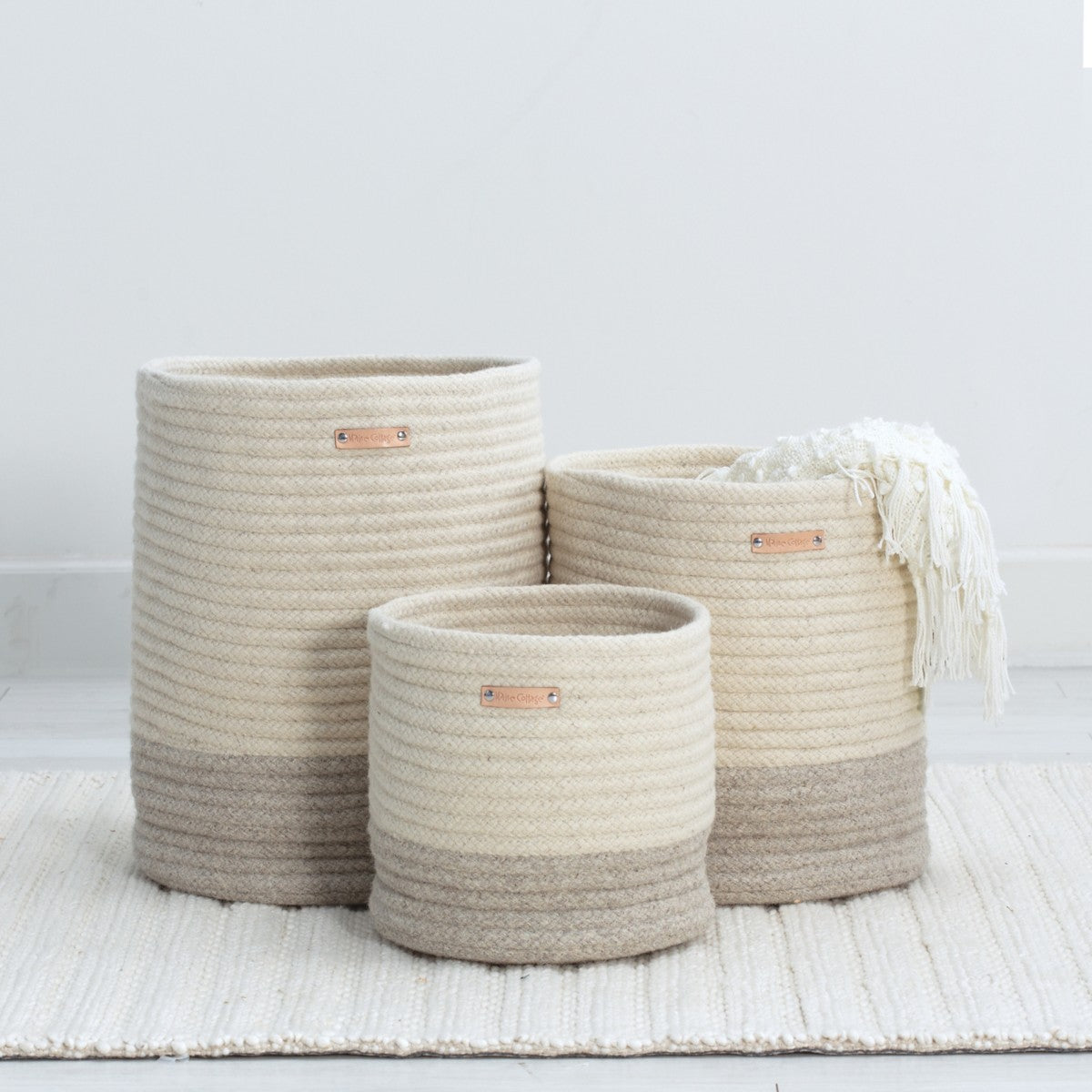 Maine Cottage Braided Wool Basket - Two Tone - Petite | Maine Cottage® 