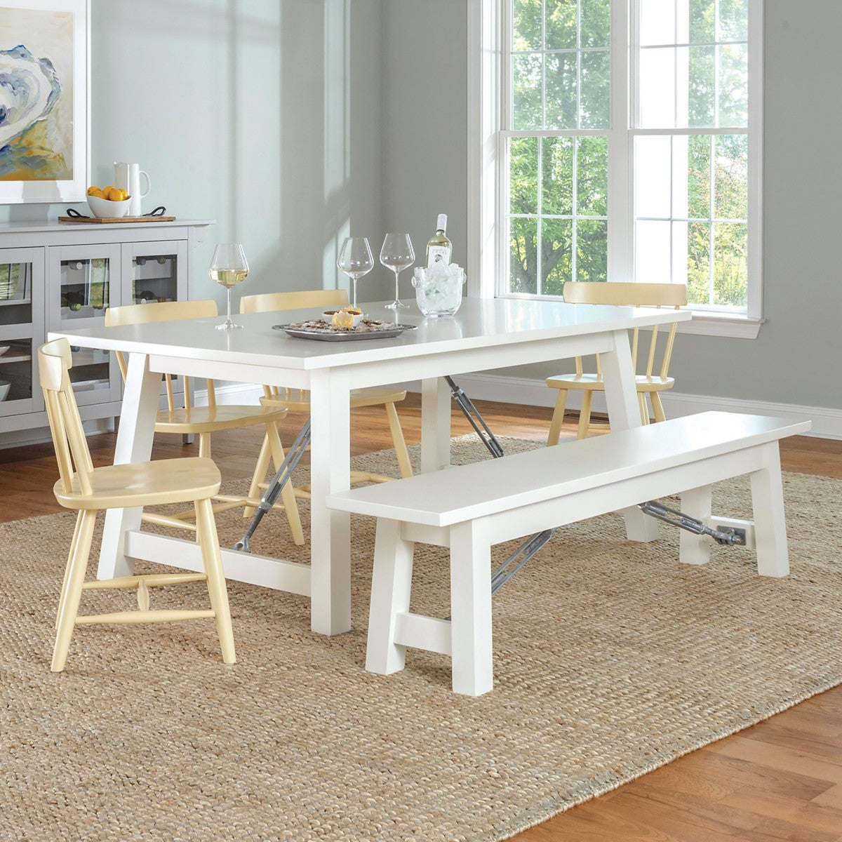 Maine Cottage Cable Lock Dining Table - Painted Top | Maine Cottage® 