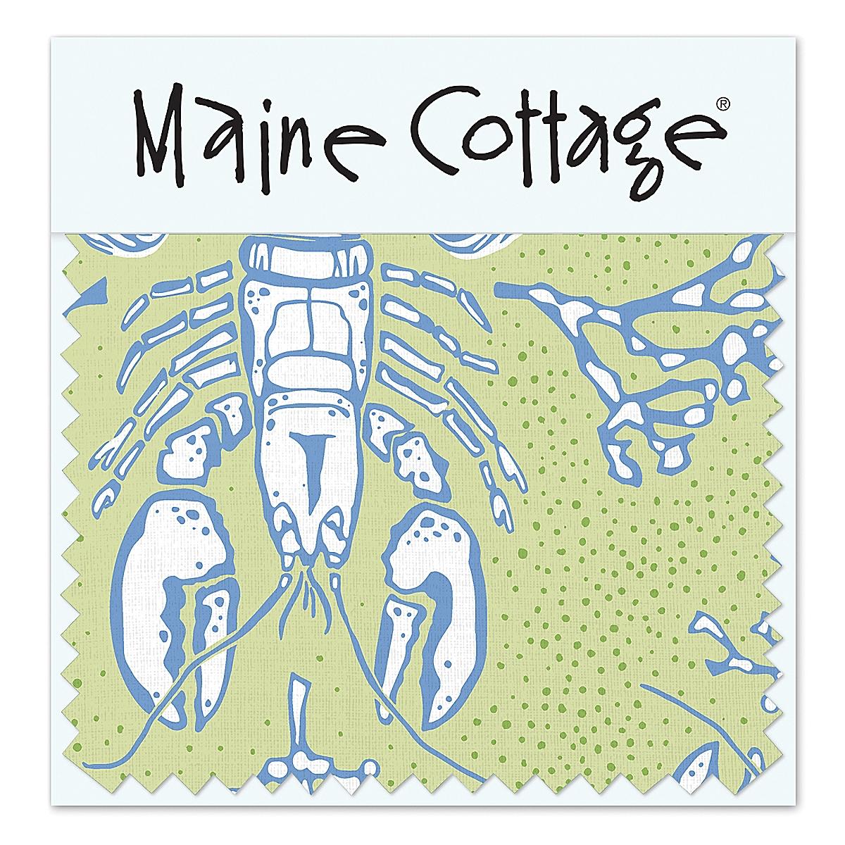 Maine Cottage Clambake: Sprout Fabric Sample | Coastal Lobster Fabric Sample  
