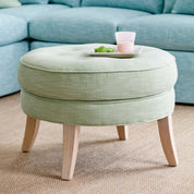 Maine Cottage Eloise Ottoman | Colorfully Upholstered Coastal Round Ottoman 