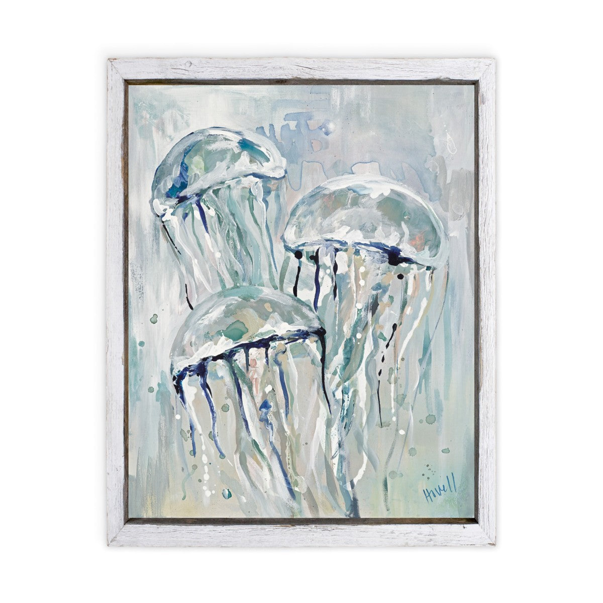 Maine Cottage Jelly Trio by Kim Hovell | Nautical Jellyfish Painting  