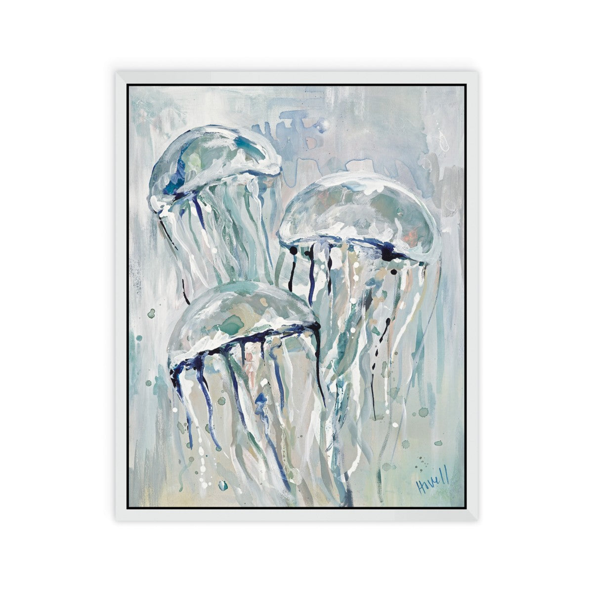 Maine Cottage Jelly Trio by Kim Hovell | Nautical Jellyfish Painting  