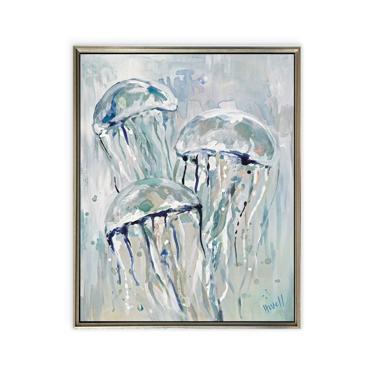 Maine Cottage Jelly Trio by Kim Hovell | Nautical Jellyfish Painting  