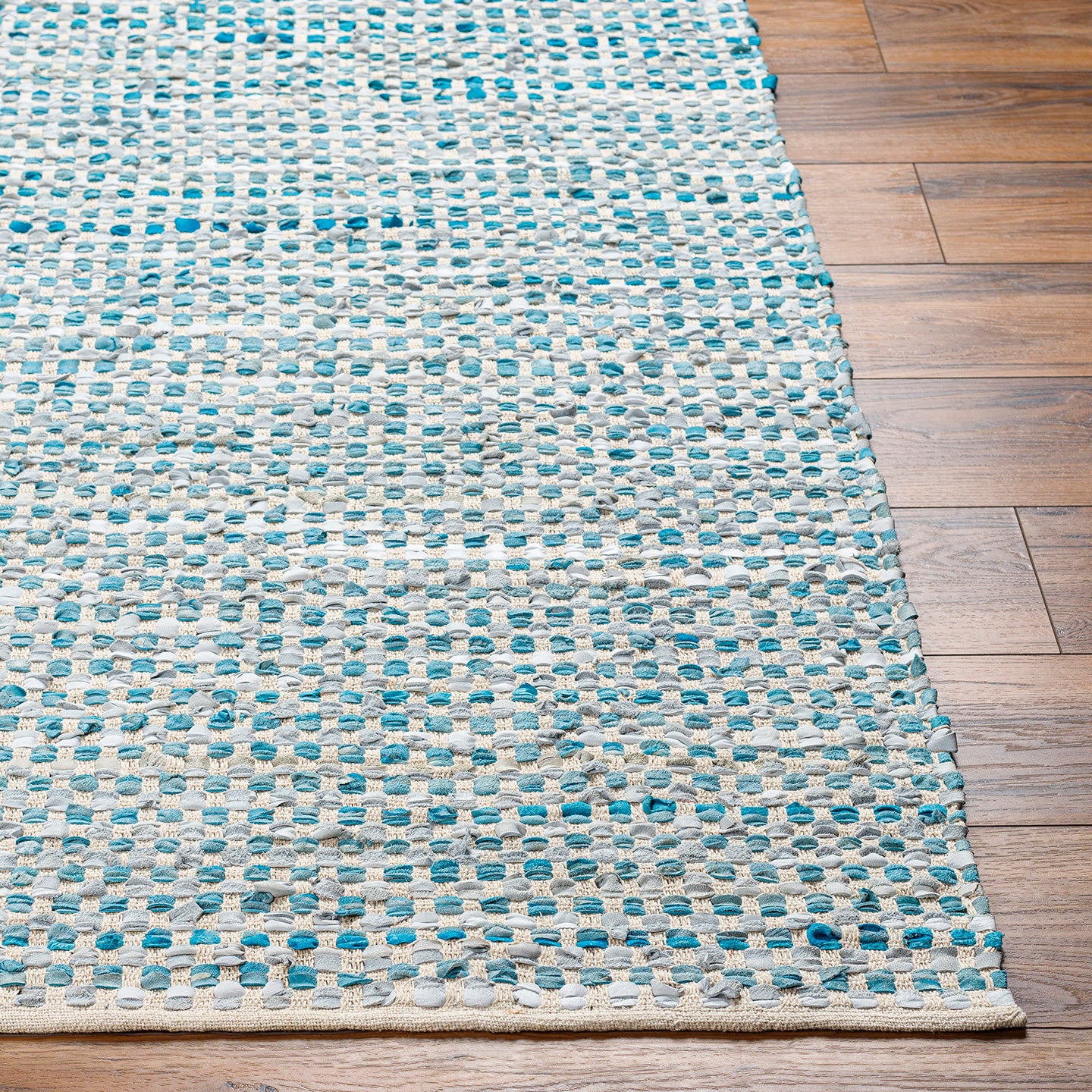 Maine Cottage Leather Rag Rug - Teal | Maine Cottage® 