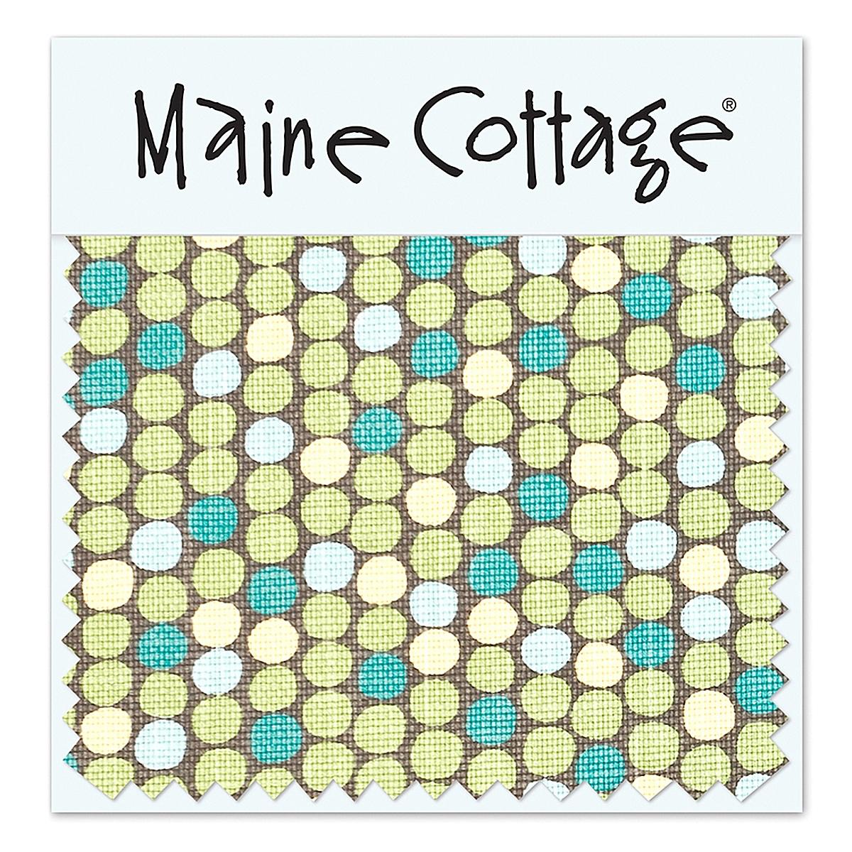 Maine Cottage Lotsa Dots: Bark (swatch card) | Green Dotted Fabric Sample 