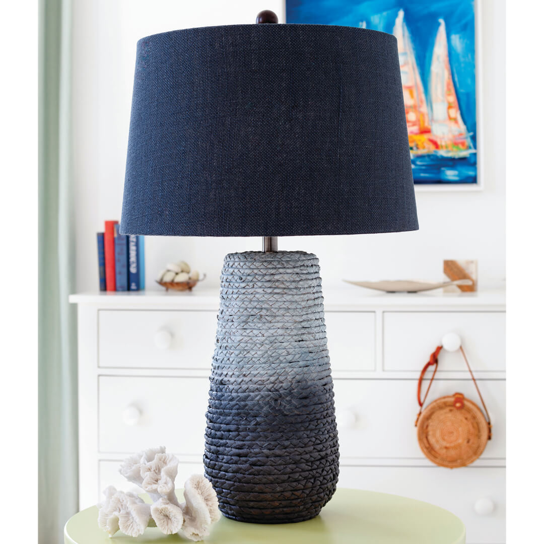Maine Cottage Marlow Table Lamp | Nautical Navy Blue Jute Base Table Lamp 