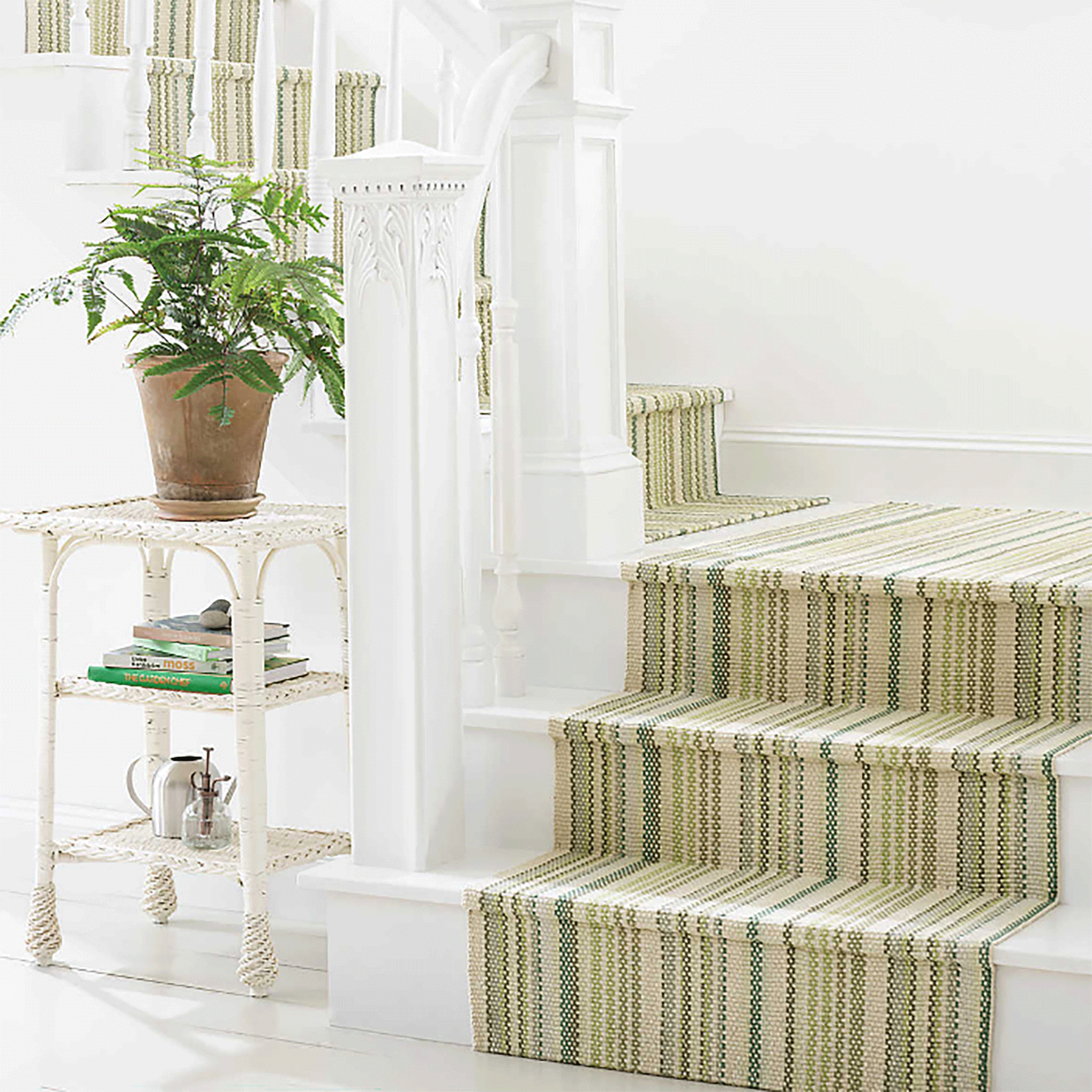 Maine Cottage Oslo Stripe Green Woven Cotton Rug | Maine Cottage¨ 