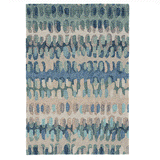 Paint Chip Blue Micro Hooked Wool Rug
