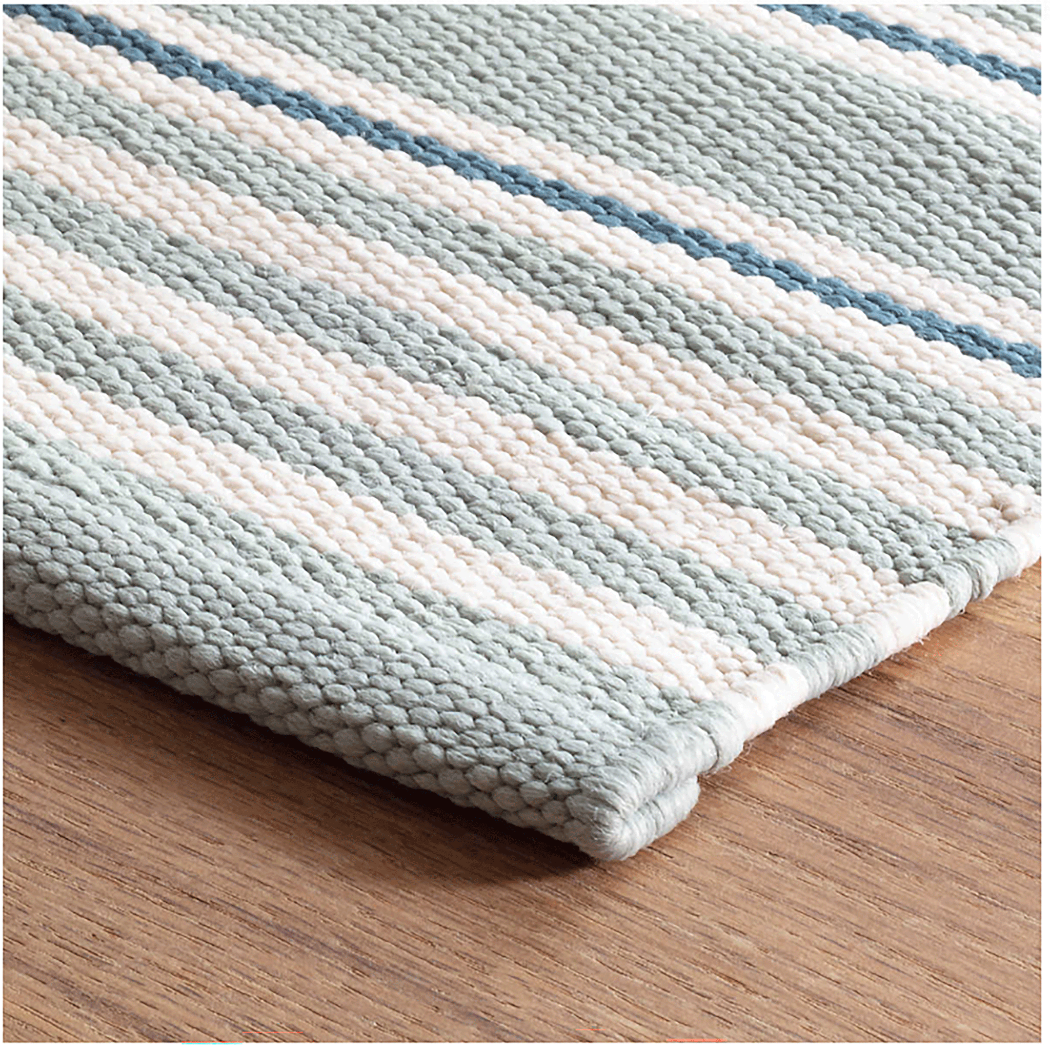 Rugby Stripe Light Blue Indoor Outdoor Rug Maine Cottage