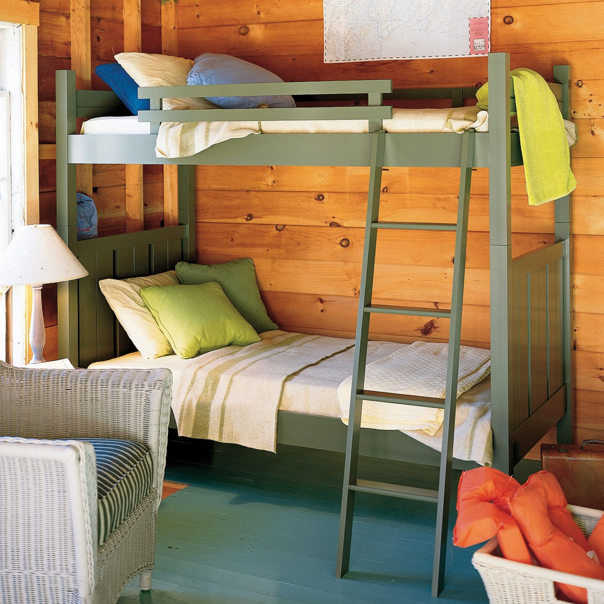 Maine Cottage Shutter Bunk Bed | Colorful Coastal Bunk Bed | Beachy Bunk Bed 