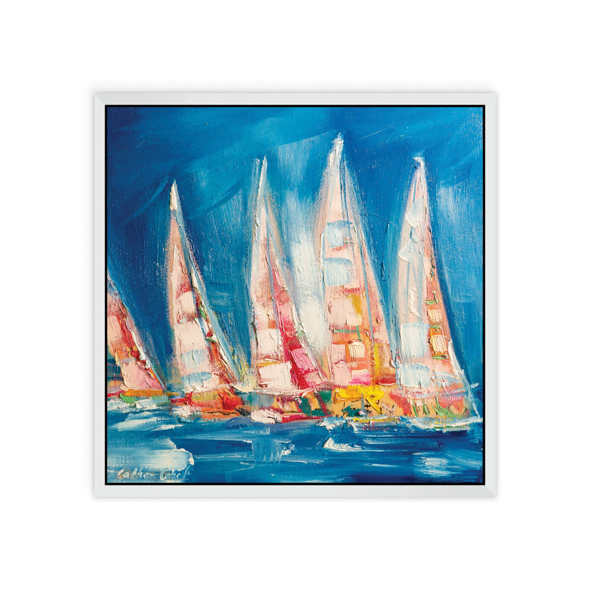 Maine Cottage The Regatta by Danielle Cather Cohen | Colorful Sailboat Painting 