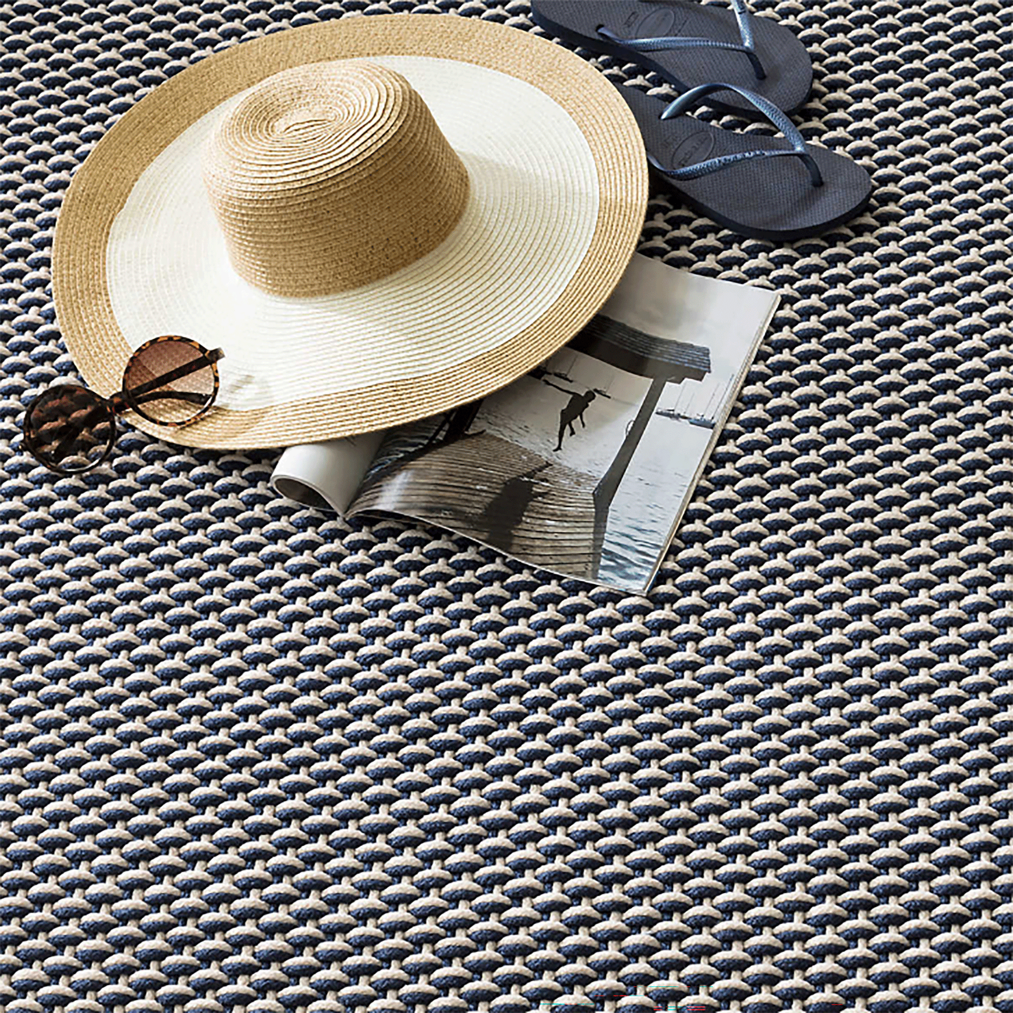 Two-Tone Rope Navy/Ivory Indoor/Outdoor Rug | Maine Cottage¨